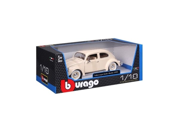 BBURAGO Volkswagen Käfer 1955, Perinteinen automalli, Esikoottu, 1:18, Volkswagen Käfer, Ei sukupuolirajoitusta, Metalli, Muovi