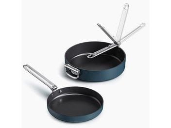 Joseph Joseph Space, Stekesett, Blå, Aluminium, Keramikk, Rustfritt stål, Rustfritt stål