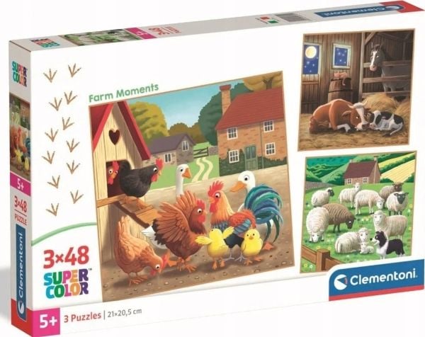 Clementoni puslespill SuperColor Farm Moments 3x48 brikker (25791)