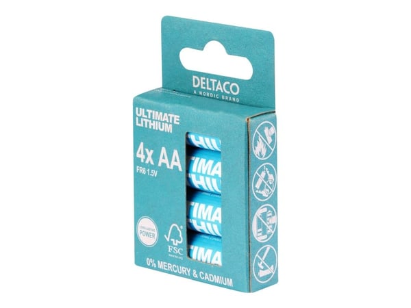 DELTACO Ultimate - Batteri 4 x AA / LR6 - Li - blå