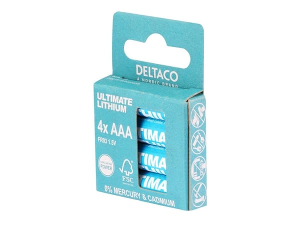 DELTACO Ultimate - Batteri 4 x AAA / LR03 - Li - blå