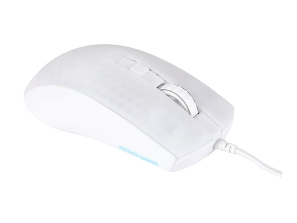 Deltaco GAM-144-W, høyrehånd, USB Type-A, 6200 dpi, hvit