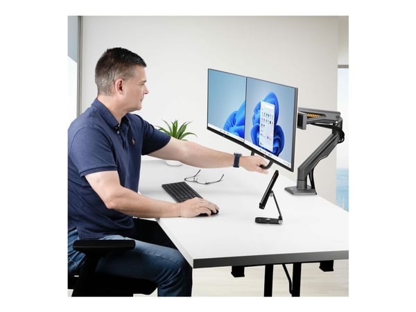 Startech Desk Mount Dual Monitor Arm w/ Crossbar, Up To 27" Displays - Monteringssett - fører, mekanisk fjær - for 2 LCD-skjermer - plastikk, stål ...