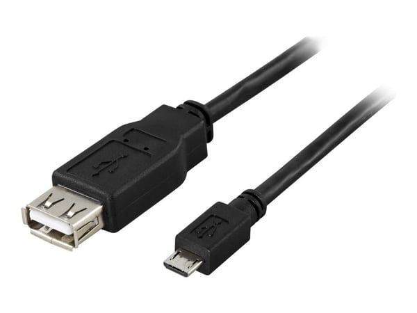 DELTACO - USB-sovitin - USB (hun) til Micro-USB Type B (han) - 20 cm - lajitelma - lajittelu
