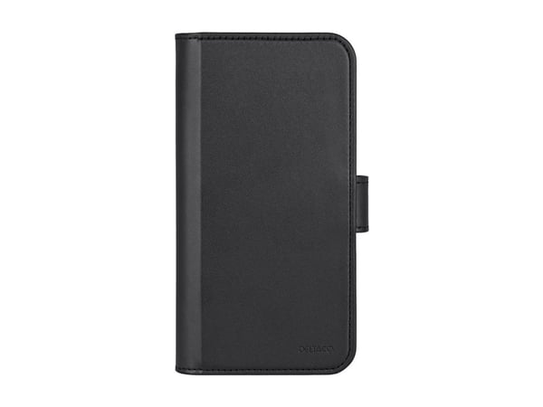 DELTACO - Lommebok for mobiltelefon - 2-i-1, magnetisk - MagSafe-samsvar - veganlær, PU-skinn (termoplastisk polyuretan + polykarbonat) - svart - f...