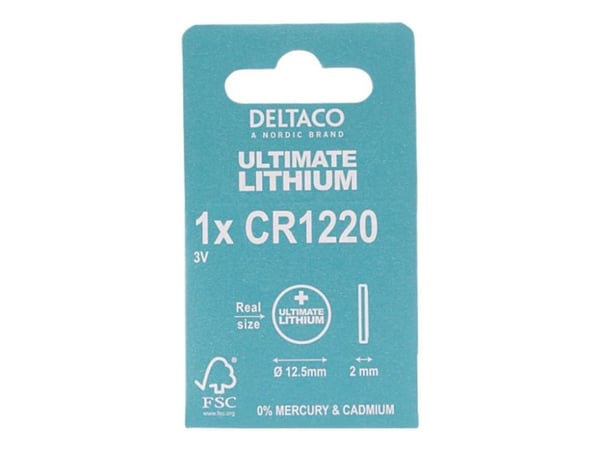 DELTACO Ultimate - Batteri CR1220 - Li - 40 mAh