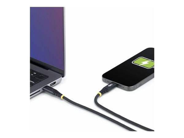 StarTech 2m USB-C Charging Cable, 240W, Silicone Jacket w/Braid - USB-kabel - USB-C (hann) til USB-C (hann) - USB 2.0 - 48 V - 5 A - 2 m - utvidet ...