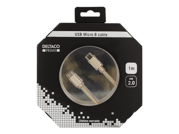 DELTACO Prime USBC-1250 - USB-kabel - USB-C (hann) til Micro-USB type B (hann) - USB 2.0 - 1 m - gull