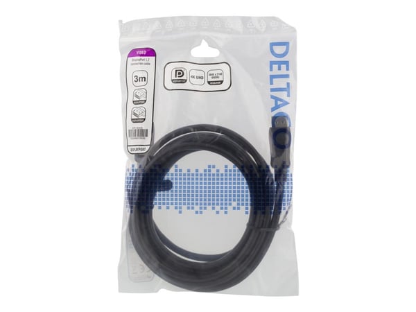 Kabel DELTACO DP-1030D, DisplayPort, 3m, 4K UHD, DP 1.2, svart