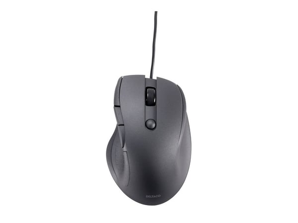 Deltaco MS-807, Oikeakätinen, USB A-tyyppi, 1600 DPI, musta