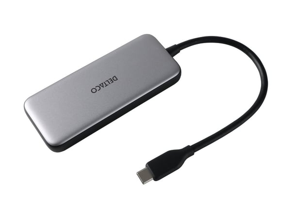 USB-C-hub, 5 Gbps, 4x USB-C, PD-inngang 100 W