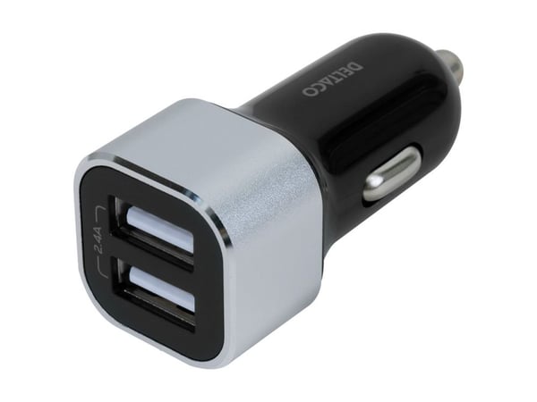 Deltaco USB-CAR126, Auto, Tupakansytytin, Musta, Hopea