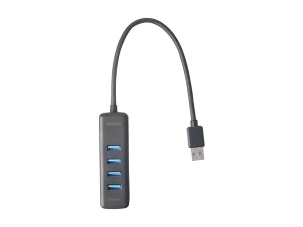 DELTACO - Hubb - 4 x USB - skrivbordsmodell