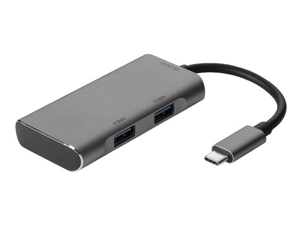DELTACO USBC-HUB201 - Keskitin - 2 x USB-C + 2 x USB