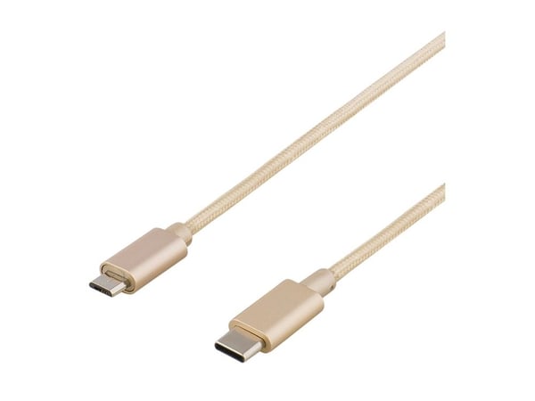 DELTACO Prime USBC-1250 - USB-kabel - USB-C (hann) til Micro-USB type B (hann) - USB 2.0 - 1 m - gull