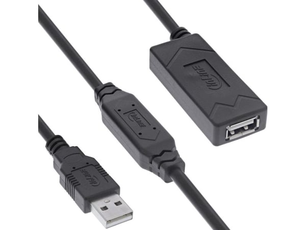 USB-kabel Manhattan USB-A til USB-A 25 m svart
