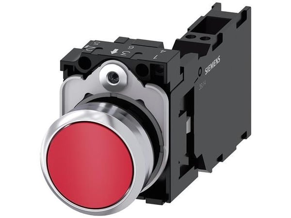 Painike 22mm pyöreä korkealla punaisella napilla 1NO f