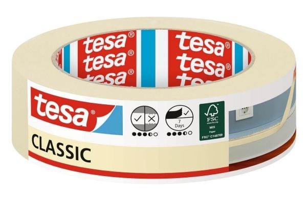 TESA CLASSIC, Beige, Suojaava, Korjaus, 50 m, 19 mm, 0,14 mm, 1 kpl