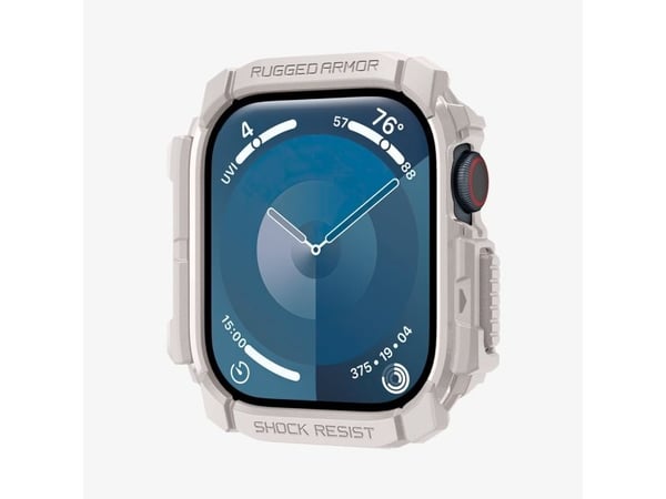 Spigen Rugged Armor, Etui, Smartklokke, Beige, Apple, Apple Watch 10 (46mm), Termoplastisk polyuretan (TPU)