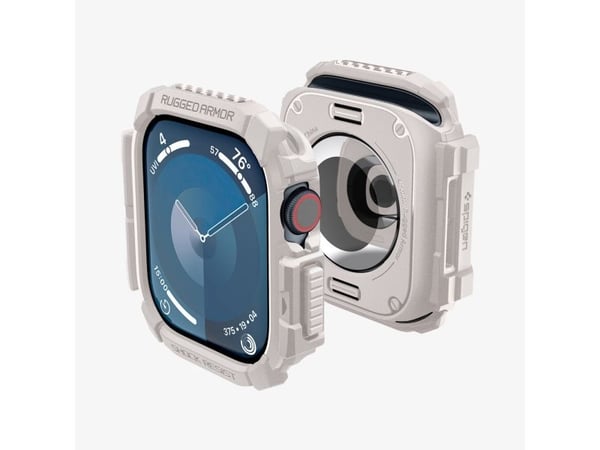 Spigen Rugged Armor, Etui, Smartklokke, Beige, Apple, Apple Watch 10 (46mm), Termoplastisk polyuretan (TPU)