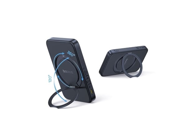 Baseus PicoGo Qi2, 5000 mAh, Langaton lataus, Musta