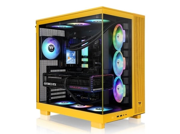 Thermaltake View 380 XL TG ARGB, Midi Tower, PC, keltainen, ATX, mikro ATX, Mini-ITX, SPCC, karkaistu lasi, peli
