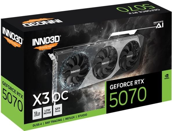 INNO3D N50703-12D7X-195064L GEFORCE RTX 5070 X3 OC, 12 GB, GDDR7, 192-bit, 28 Gbps, 672 GB/s, 650W