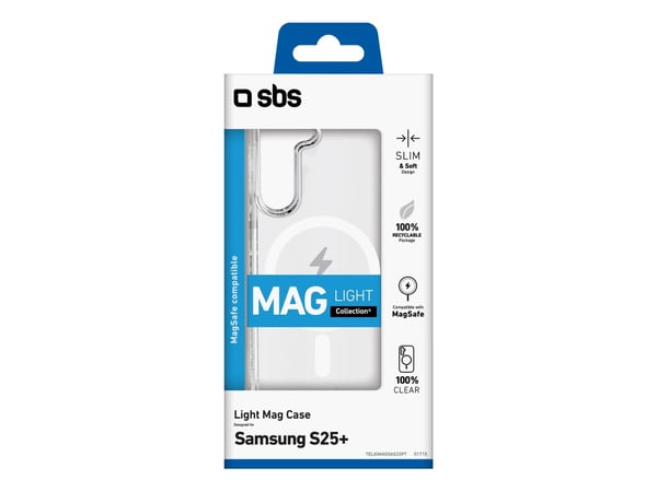 SBS TELIGMAGSAS25PT, Suojus, Samsung, Galaxy S25+, 17 cm (6.7"), Läpinäkyvä
