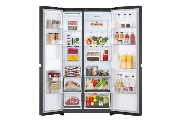 LG GSBC40EPPE - Kjøleskap/fryser - side-ved-side - bredde: 91.3 cm - dybde: 73.5 cm - høyde: 179 cm - 664 liter - Klasse E - svart