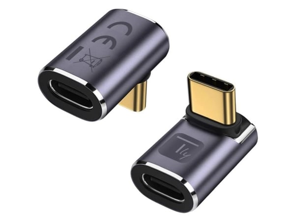 Techly USB-C-sovitin pistoke/pistorasia 90° kulmassa 40Gbps 4K ja 8K