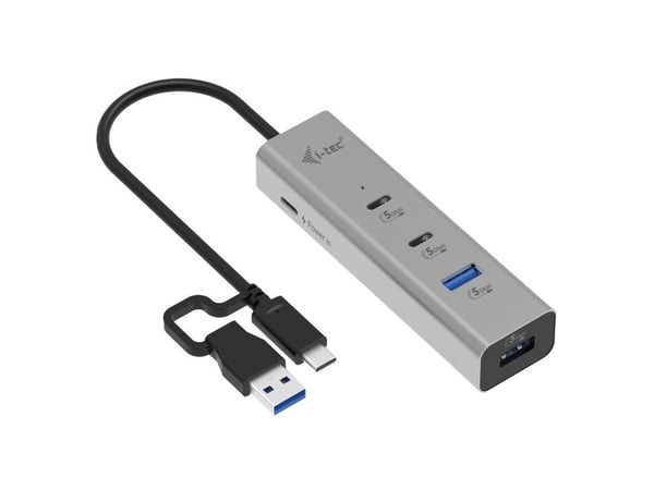 i-Tec - Keskitin - yleislataus, metalli - 2 x USB-C 3.2 Gen 1 + 2 x USB 3.2 Gen 1 + 1 x USB-C (virtalähde) - työpöytätietokoneet