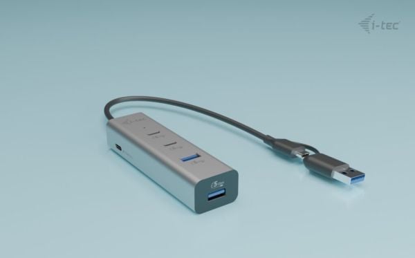 i-Tec - Keskitin - yleislataus, metalli - 2 x USB-C 3.2 Gen 1 + 2 x USB 3.2 Gen 1 + 1 x USB-C (virtalähde) - työpöytätietokoneet