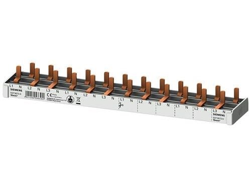 Siemens anslutningsskena 3P+N 10mm2 stift 12 moduler för brytare 1P+N smal (5SV1 5SV6 5SL60) full isolering 5ST3673-0