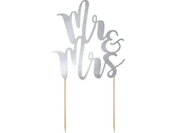 PartyDeco Mr & Mrs, Kakku, Hopea, Puu, Aikuinen, Unisex, 50 kpl
