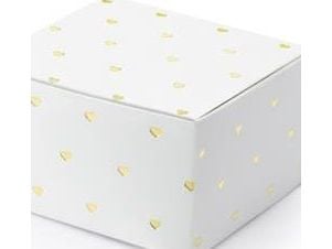 Gaveæsker med hjerter, hvid og guld