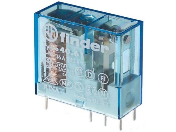 Finder 40.61.9.024.4300 printrelé 24 V/DC 16 A, 1 x slutterkontakt, 1 stk