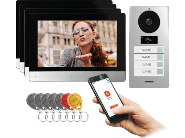 Orno GAYD MULTI4, neljän perheen videopuhelinsarja, 2-johtiminen, 8" Wi-Fi, kosketusnäyttö, 2 MP Full HD, RFID