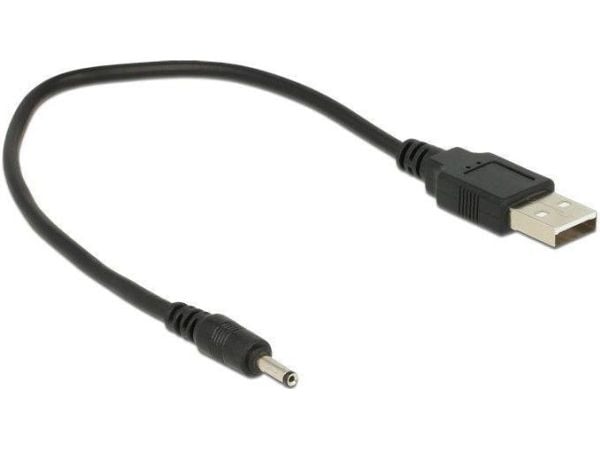 Delock - USB/strøm-kabel - USB (kun strøm) (hann) til 3,0 x 1,1 mm DC-jakk (hann) - 27 cm - svart
