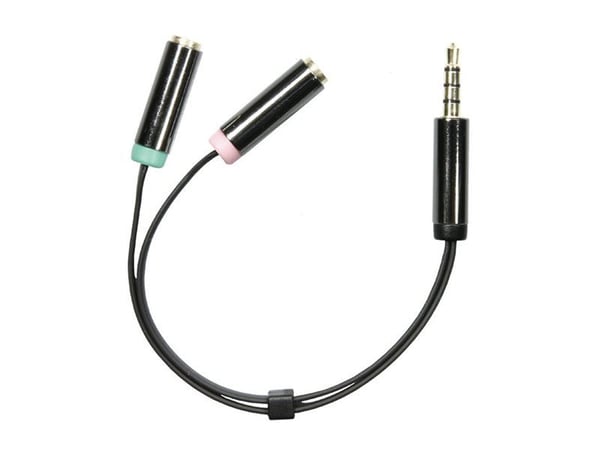 DELTACO AUD-201 - Hodesettadapter - 4-polsminijakk hann til mini-phone stereo 3.5 mm, minijakk hunn - 10 cm - svart