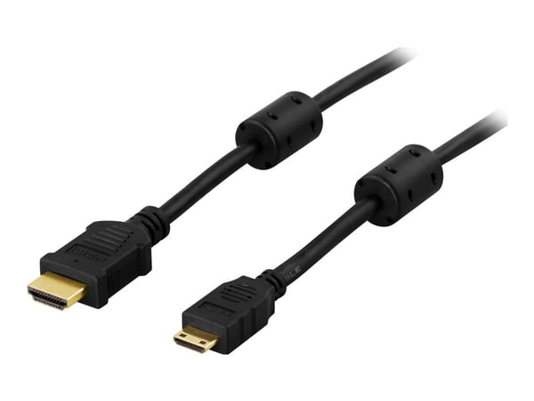 DELTACO HDMI-1036 - HDMI-kabel med Ethernet - 19 pin mini HDMI Type C hann til HDMI hann - 3 m - svart