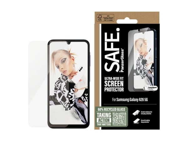 SAFE. by PanzerGlass - Skjermbeskyttelse for mobiltelefon - ultravid passform m. EasyAligner - glass - for Samsung Galaxy A26