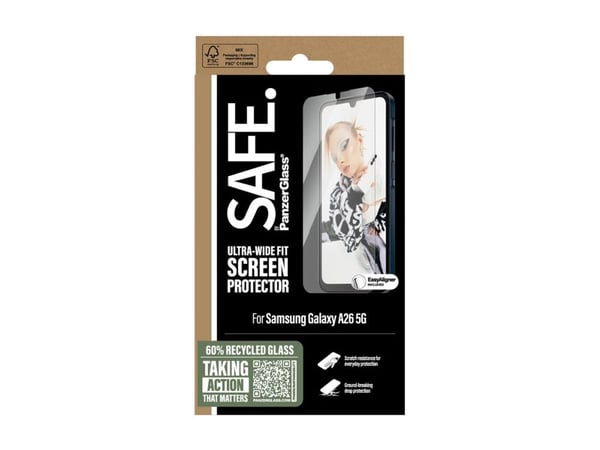 SAFE. by PanzerGlass - Skjermbeskyttelse for mobiltelefon - ultravid passform m. EasyAligner - glass - for Samsung Galaxy A26