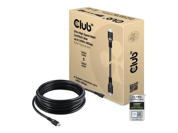 CLUB3D CAC-1378, 7,5 m, HDMI Type A (Standard), HDMI Type A (Standard), 48 Gbit/sek., Svart