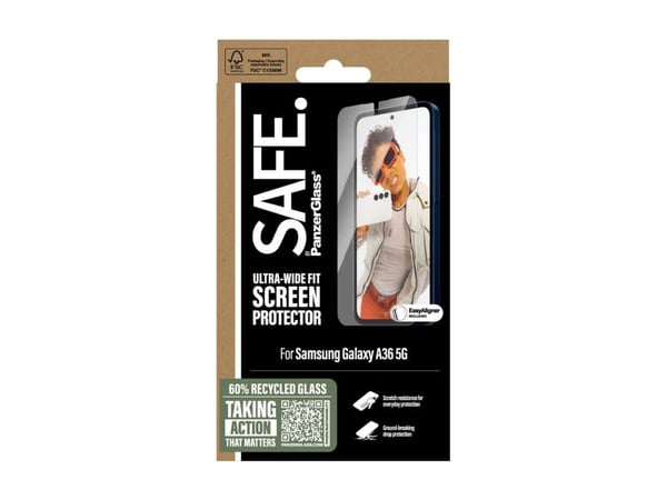 SAFE. by PanzerGlass - Skjermbeskyttelse for mobiltelefon - ultravid passform m. EasyAligner - glass - for Samsung Galaxy A36