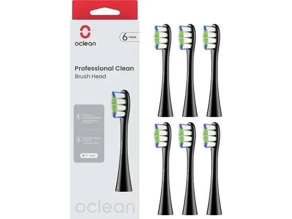 Oclean Professional Clean sett med 6 svarte børstehoder