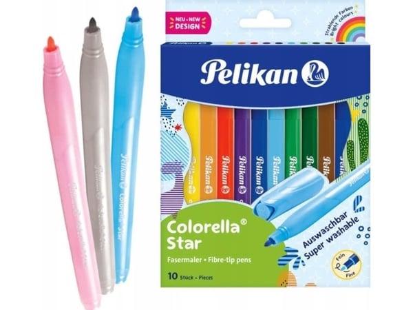 Pelikan 822299, 10 farger, Sort, Blå, Brun, Grønn, Lyseblå, Lysegrønn, Oransje, Lilla, Rød, Gult, Projektil spiss, 0,6 mm, Assorterte farger, 10 st...