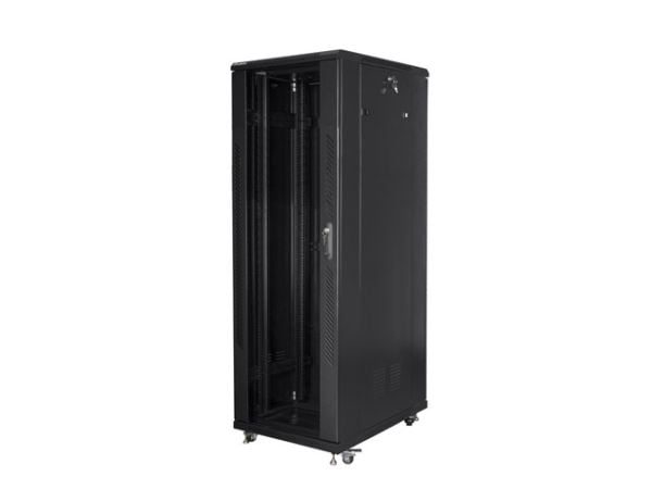 Lanberg FF01 series - Rack skap - 800 x 800, flat pack - med 4 kjølevifter - fritt stående, står på gulv - svart, RAL 9004 - 47U - 19"
