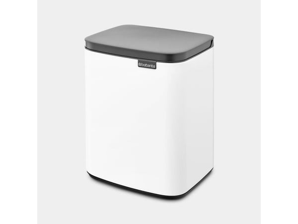 Brabantia Bo Waste Bin, 7 l, Rektangulær, Stål, Sort, Hvit, Stål, Manuell