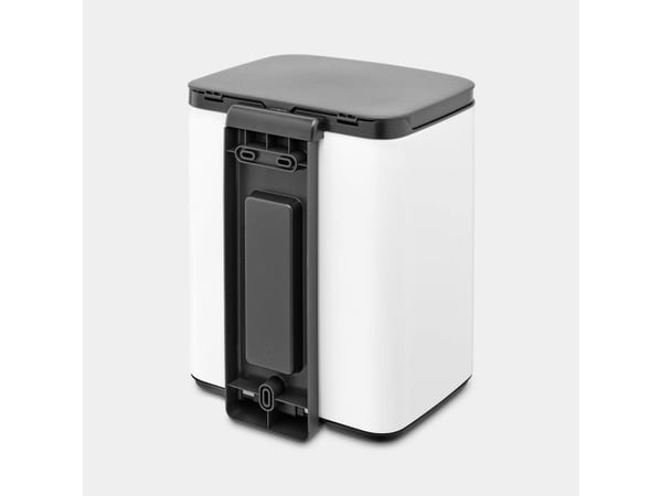 Brabantia Bo Waste Bin, 7 l, Rektangulær, Stål, Sort, Hvit, Stål, Manuell