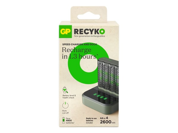 GP Batteries ReCyko+ M452, Nikkelmetallhydrid (NiMH), AA, 4 stykker, Batterier medfølger